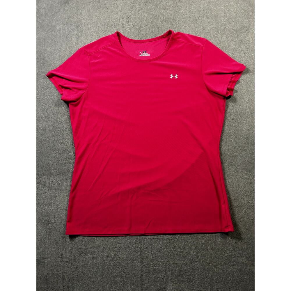 Under Armour‎ T Shirt Women's Pink HeatGear Athletic Short Sleeve Size Large